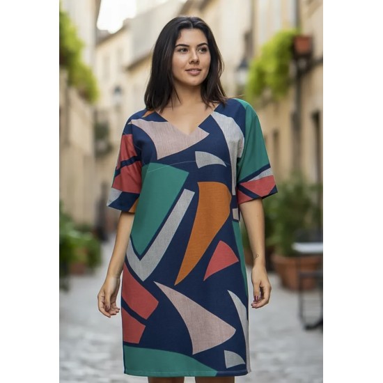 Vestido Curto Kauane Malha Geometrias do Tempo