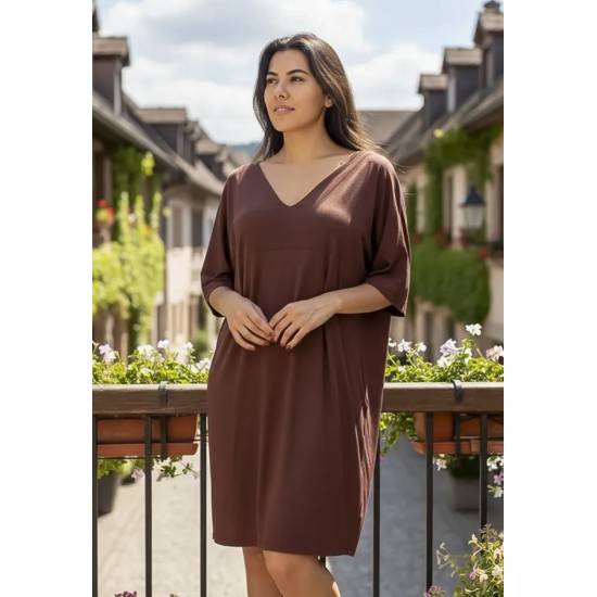 Vestido Curto Kauane Malha Marrom