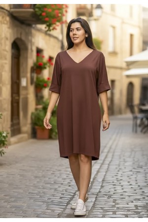 Vestido Curto Kauane Malha Marrom