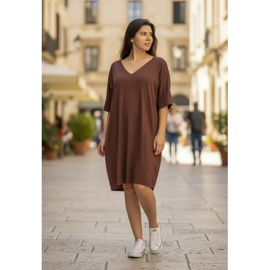 Vestido Curto Kauane Malha Marrom