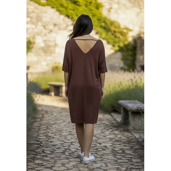 Vestido Curto Kauane Malha Marrom