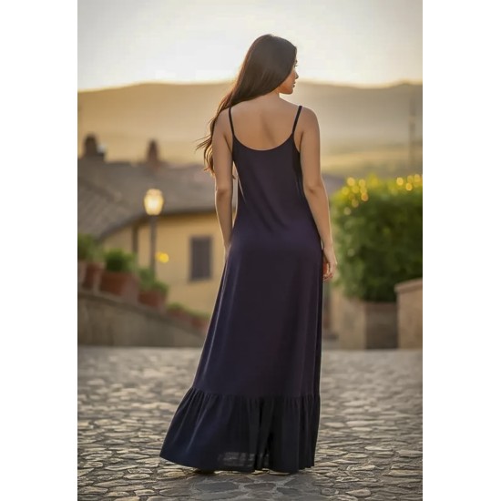 Vestido Longo Kuaana Viscose Preto