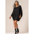 Vestido Curto Malha Morcego Manga 3/4 Preto
