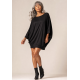 Vestido Curto Malha Morcego Manga 3/4 Preto