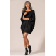Vestido Curto Malha Morcego Manga 3/4 Preto