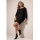 Vestido Curto Malha Morcego Manga 3/4 Preto