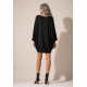 Vestido Curto Malha Morcego Manga 3/4 Preto