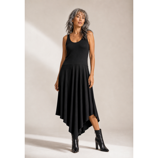 Vestido Midi Baitaca Malha de Bico Preta