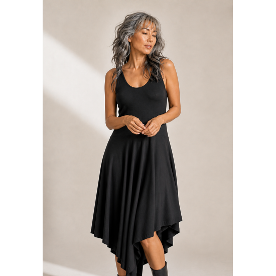 Vestido Midi Baitaca Malha de Bico Preta
