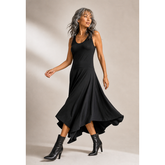 Vestido Midi Baitaca Malha de Bico Preta