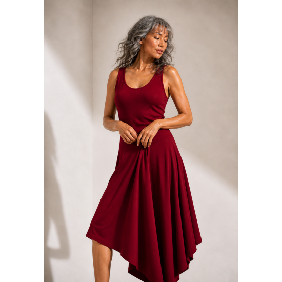 Vestido Midi Baitaca Malha de Bico Bordô
