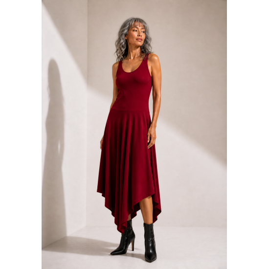 Vestido Midi Baitaca Malha de Bico Bordô