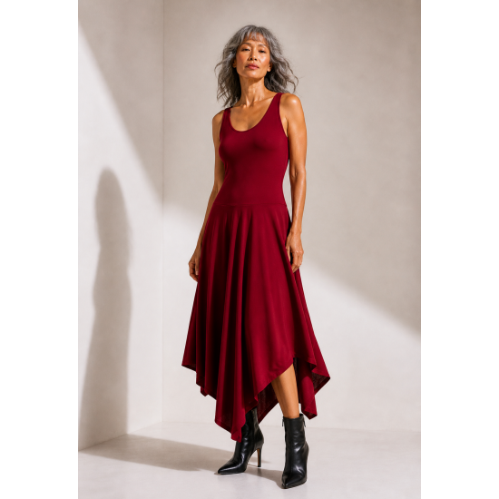 Vestido Midi Baitaca Malha de Bico Bordô