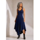 Vestido Midi Baitaca Malha de Bico Azul Marinho