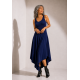 Vestido Midi Baitaca Malha de Bico Azul Marinho