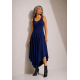 Vestido Midi Baitaca Malha de Bico Azul Marinho