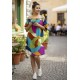 Vestido Curto Itapema Ombro a Ombro Estampa Jardim Azul