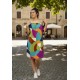 Vestido Curto Itapema Ombro a Ombro Estampa Jardim Azul