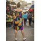 Vestido Curto Itapema Ombro a Ombro Estampa Jardim Azul