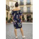 Vestido Curto Itapema Ombro a Ombro Estampa Festa das Flores Azul