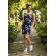 Vestido Curto Jupira Tubinho Viscose Estampa Festa das Flores Azul