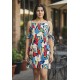 Vestido Curto Jaci Viscose Ombro a Mostra Estampa Floresce