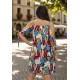 Vestido Curto Jaci Viscose Ombro a Mostra Estampa Floresce