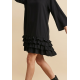 Vestido Curto Malha Babados Smoked Preto