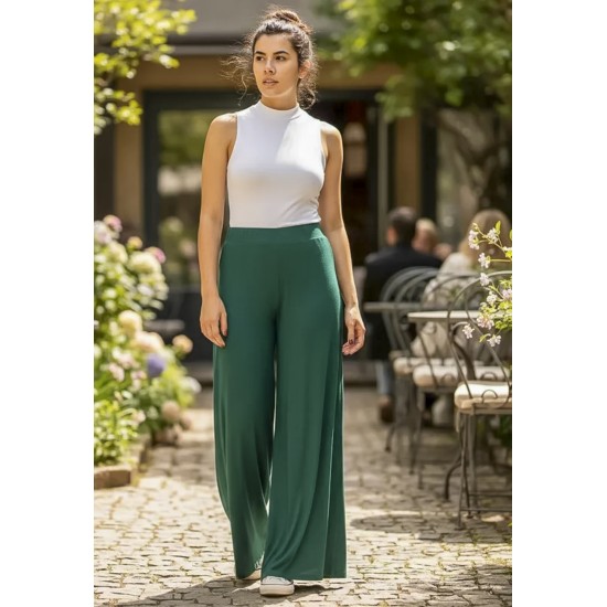 Calça Pantalona Granja Malha Verde