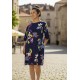 Vestido Curto Iara Viscose Ombro a Mostra Estampa Festa das Flores Azul