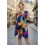 Vestido Curto Iara Viscose Ombro a Mostra Estampa Jardim Azul
