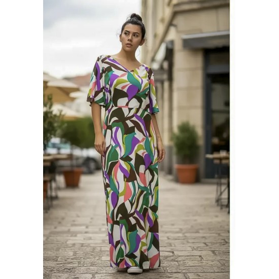 Vestido Longo Jaciara Viscose Estampa Encanto Botânico