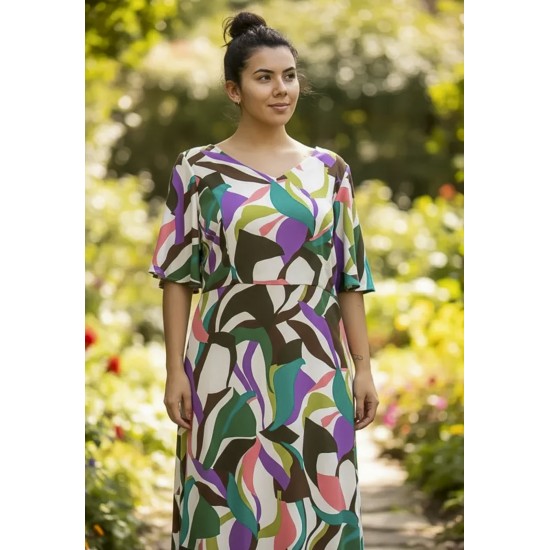 Vestido Longo Jaciara Viscose Estampa Encanto Botânico