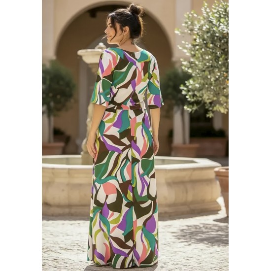 Vestido Longo Jaciara Viscose Estampa Encanto Botânico