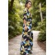 Vestido Longo Jaciara Viscose Estampa Jardim Noturno