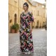 Vestido Longo Jaciara Viscose Estampa Pétalas Noturna