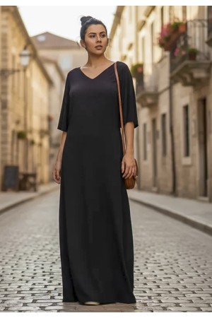 Vestido Longo Jaciara Viscose Preto
