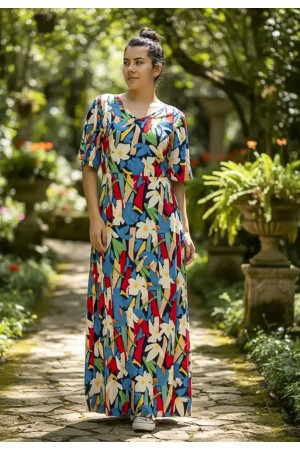 Vestido Longo Jaciara Viscose Estampa Floresce