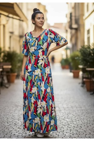 Vestido Longo Jaciara Viscose Estampa Floresce