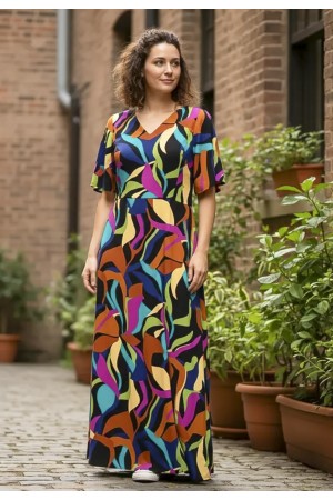 Vestido Longo Jaciara Viscose Estampa Aurora Urbana
