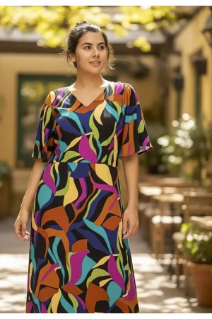 Vestido Longo Jaciara Viscose Estampa Aurora Urbana