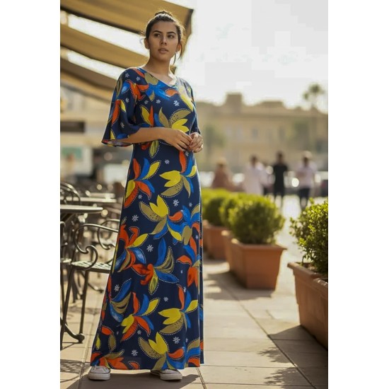 Vestido Longo Jaciara Viscose Estampa Maré Vibrante