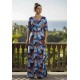 Vestido Longo Jaciara Viscose Estampa Jardim Celeste