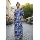 Vestido Longo Jaciara Viscose Estampa Jardim Celeste