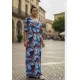 Vestido Longo Jaciara Viscose Estampa Jardim Celeste