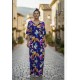 Vestido Longo Jaciara Viscose Estampa Pétalas ao Vento