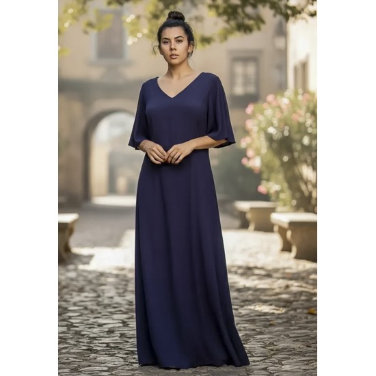 Vestido Longo Jaciara Viscose Azul Marinho
