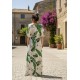 Vestido Longo Jaciara Viscose Estampa Folhagem Poética