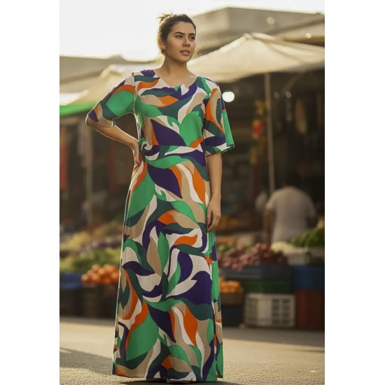Vestido Longo Jaciara Viscose Estampa Brisa do Mar