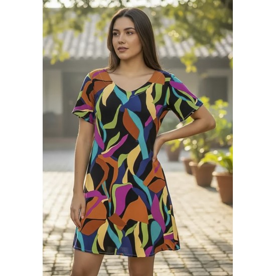 Vestido Curto Guaraciara Estampa Aurora Urbana